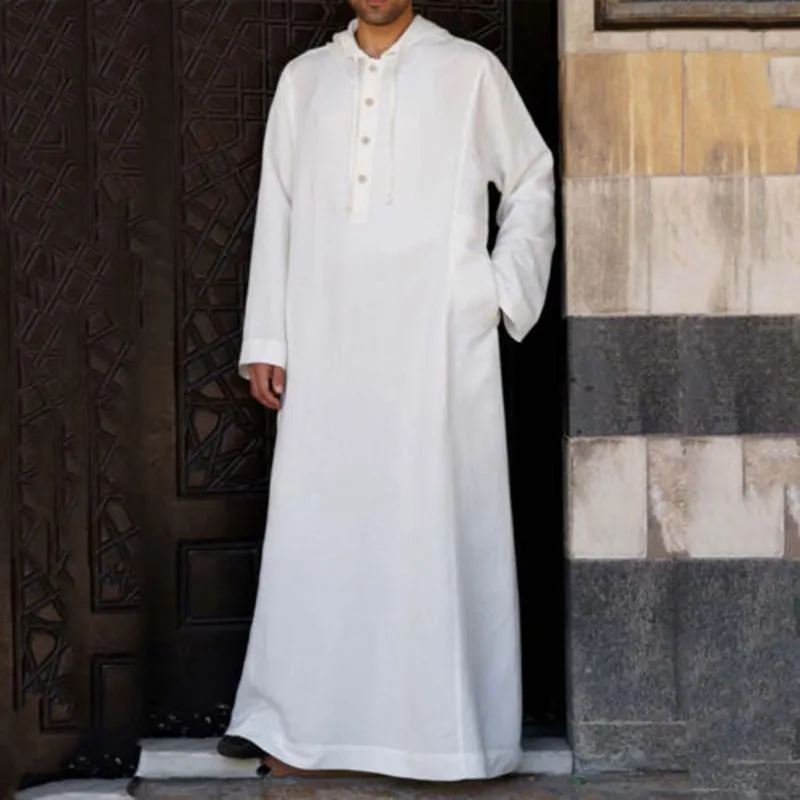 Etnische Kleding Moslim Gewaad Hoodies Kaftan Dressing Heren Saudi Arabische Dubai Lange Mouw Thobe Arabische Islamitische Jubba Man 2021334o