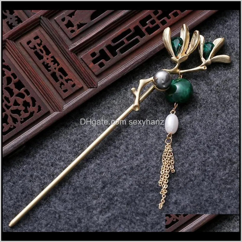 chinese magnolia hair stick traditional hair chopsticks vintage tassel pin chignon pin chopsticks styling mak