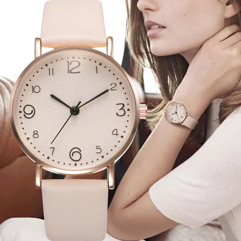 Luksusowy rozrywka Zegarek Kobiet Skórzany Zespół Zegarek Stop Shell Kobiety Projektowy Styl Najnowsze Zegarki Moda Casual Simple Big Dial Quartz Clock Sukienka Wristwatches