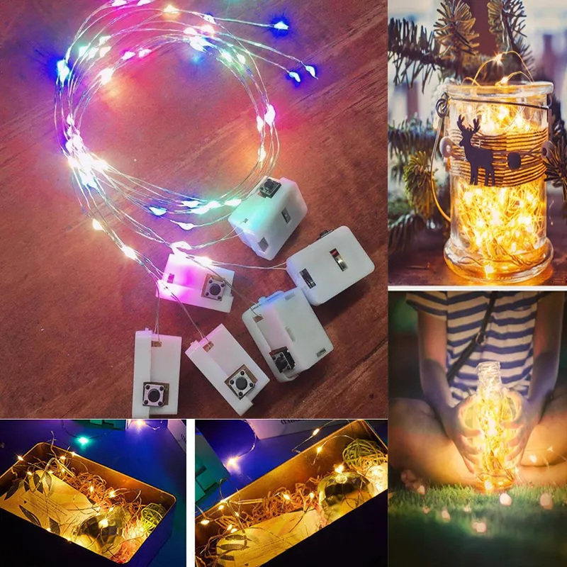 LED Lights String Lights 1M 2m Kolorowe DIY Handmade Miga Dekoracji Gwiaździsty Lighting Fairy Oświetlenie dla Kwiat Garland Akcesoria Lampa Glow Party Supplies