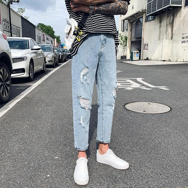 Baggy jeans för män byxor pojke mäns byxor brett ben överdimensionera denim overaller last pojkar232q