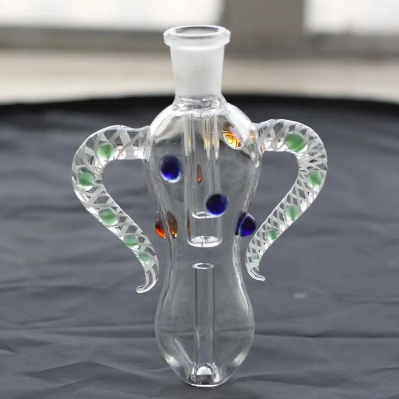 Corne de bœuf collecteurs de nectar corps narguilés pointe en titane 14mm GR2 mini tuyau en verre plate-forme pétrolière concentré de paille Dab Bong