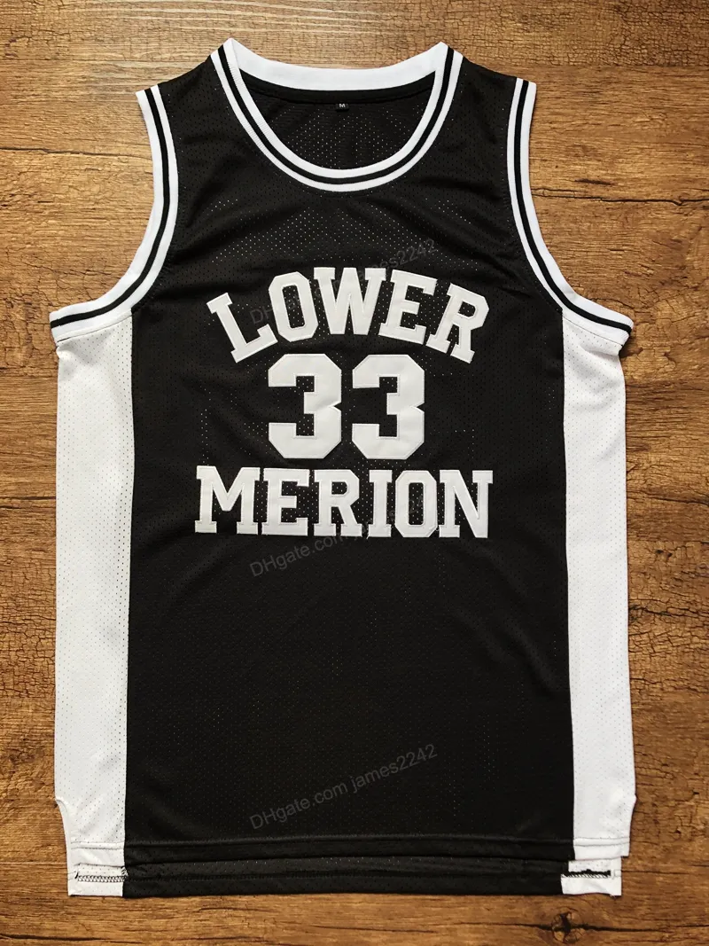 Skicka från US # Lower Merion 33 Bryant Basketball Jersey College Men High School All Sydd Black Size S-3XL Top Quality