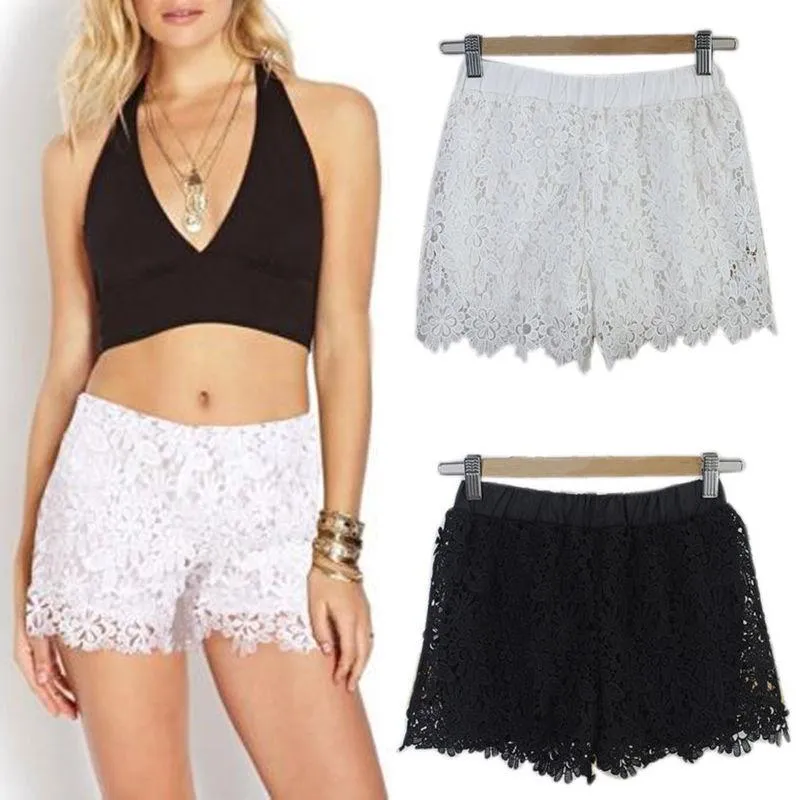 Summer Womens Sweet Cute Crochet Tiered Lace Shorts Skorts Short Pants Women's