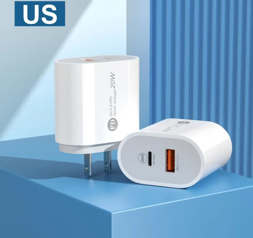 20W PD شواحن سريع محول QC3.0 USB-C سفر الجدار شاحن المزدوج USB السلطة المكونات لسامسونج S21 الترا S20 Huawei Android الهاتف