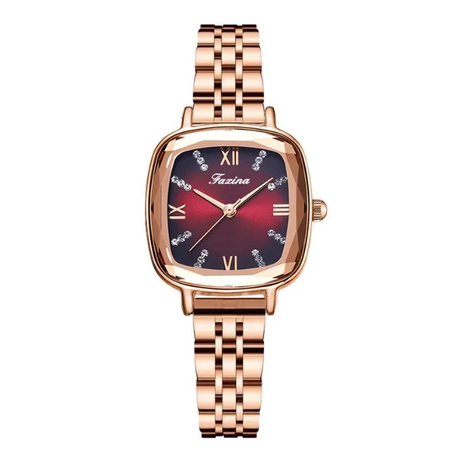 Seria retro serdeczna zegarek zegarek nierdzewnych zegarek zegarek kwarcowy Watch Watches Square Dial Ladies Watch Genialne światło Diamond Wristwatc246p