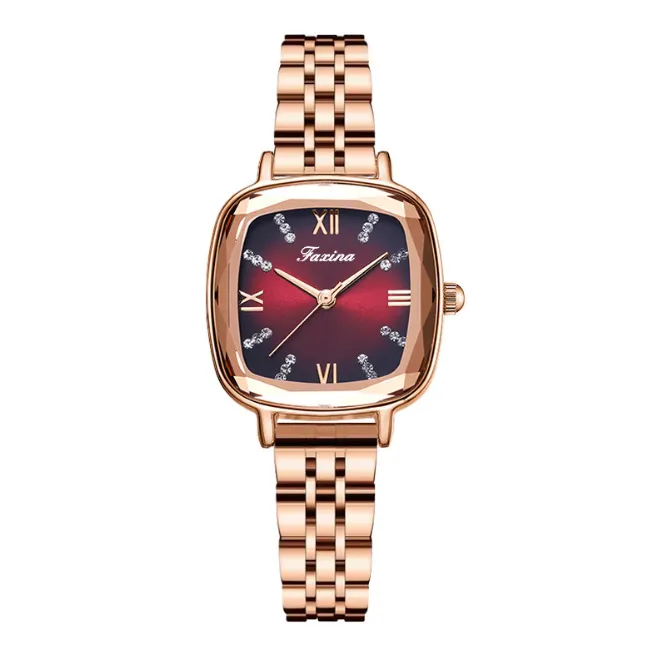 Retro Series Heartbeat rostfritt stål Watch Band Quartz Womens Watches Square Dial Ladies Watch Brilliant Light Diamond Wristwatc246p