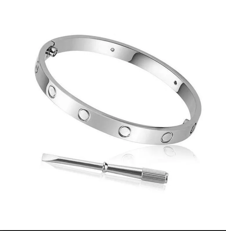 whole fine Stone Bangle stainless steel Love Bracelets silver rose gold for Women Men Screw Screwdriver Bracelet Couple Jewelr228r