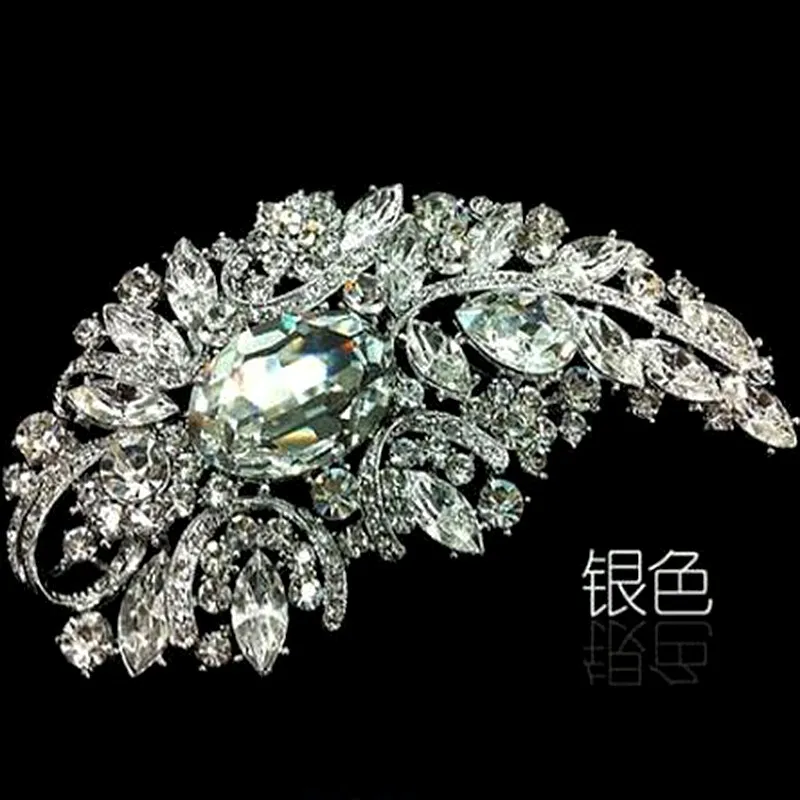 4,9 inch enorme maat elegante stijl strass crystal diamante broche bruiloft bruids sieraden geschenken 16 kleuren beschikbaar