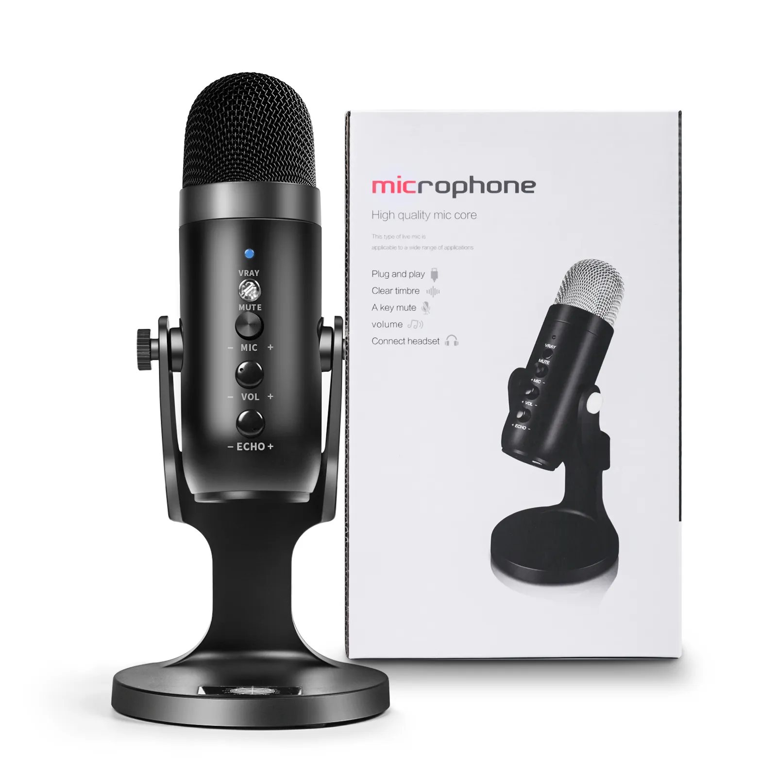 USB Condenser Microphone For Computer USB PC Microphone Mic Stand 