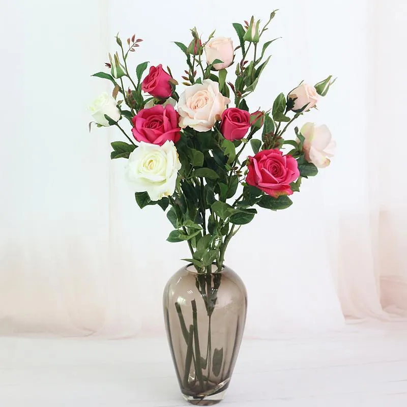 Fleurs décoratives couronnes Flone soie artificielle Rose fleur Bouquet fausse plante pour mariage maison fête Table pièce maîtresse Arrangement décor