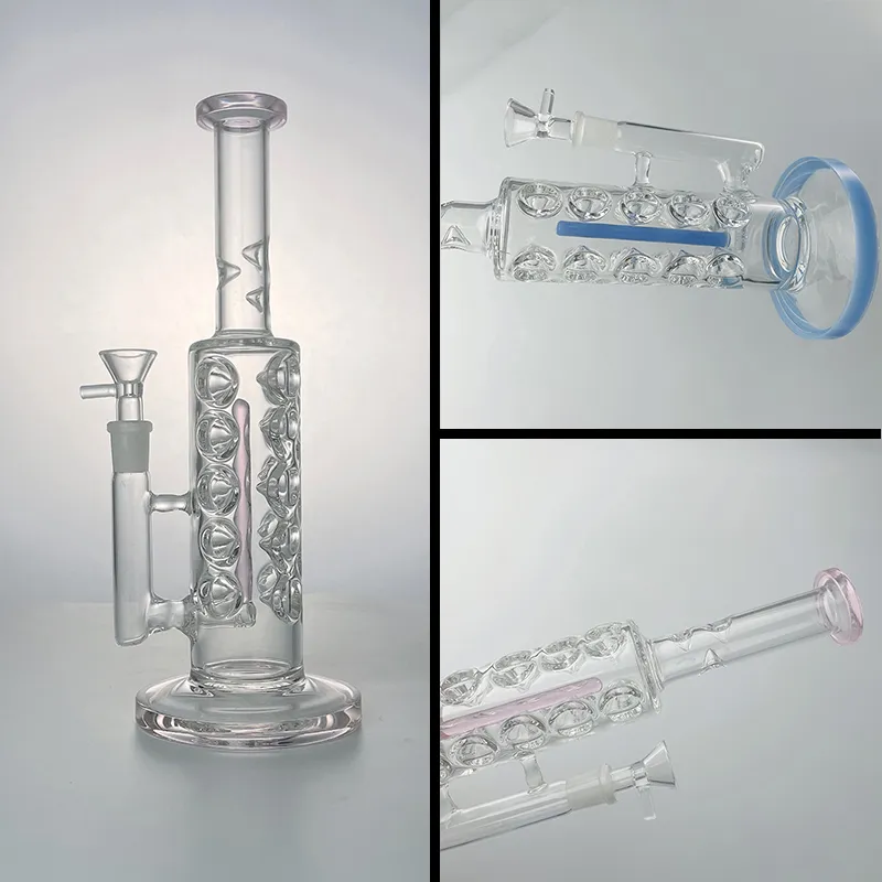 Hookahs 14mm Female Joint Heady Glass Bong Ice Pinch Straight Tube Water Pipes Fab Egg Oil Dab Rig 11 Inch Inline Perc With Bowl
