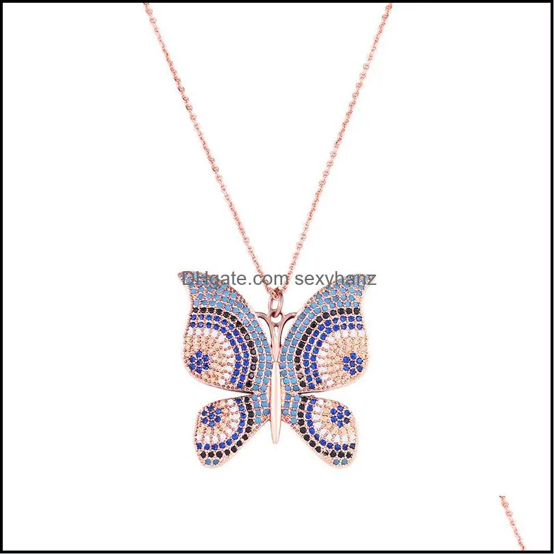 Chains Luxury Large Butterfly Pendant Necklace For Women Pave Cubic Zirconia Rose Gold Sliver Chain Boho Jewelry Nke-n88