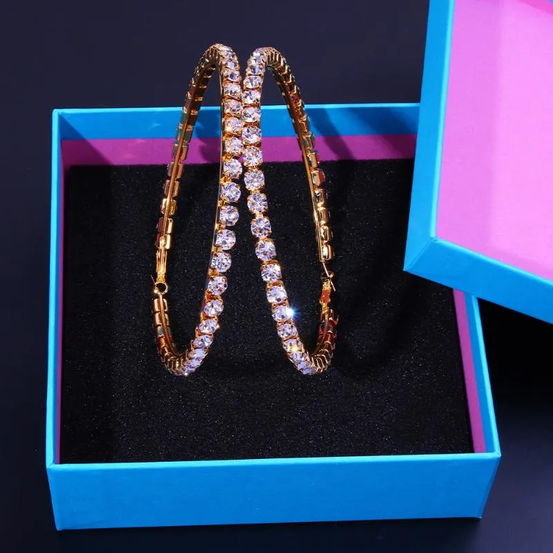 Wholesale Crystal Rhinestone Beaded Double Horn Thick Hoop Earrings -  Pandahall.com