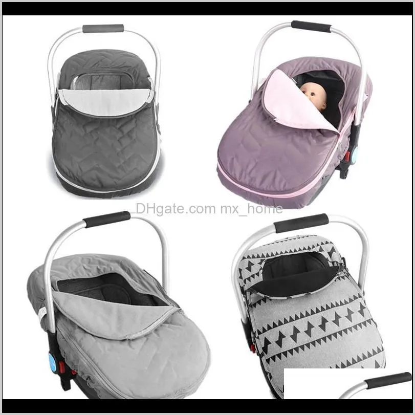 newborn baby basket car seat cover infant carrier winter cold weather resistant blanket-style canopy stroller accessories 210311