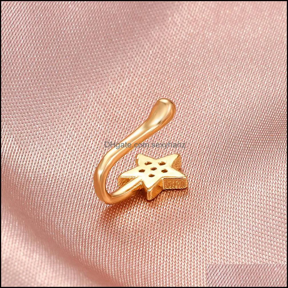 S2553 Piercing Jewelry For Women Copper Zircon Fake Nose Ring Nail Exaggerated Simple U-shaped Non-perforated Nose Clip
