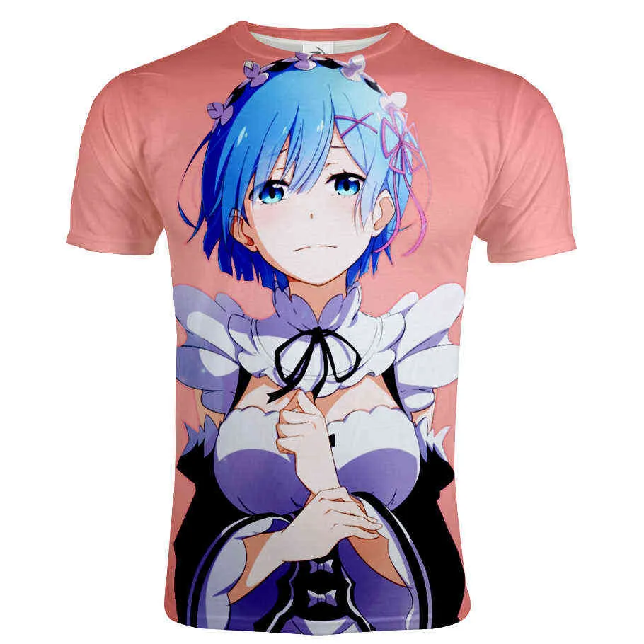 2020 Trendy Anime T-Shirt Re: Zero 3D Stampato da Uomo Casual O-Collo Manica Corta Streetwear Maglietta Moda Hip Hop Maschio Magliette Magliette E Camicette X0621