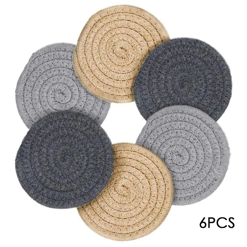 Tapis Tapis 6 pièces Set de table thermo-isolant avec support tissé à la main pour la Protection de la Table tissé résistant à la chaleur