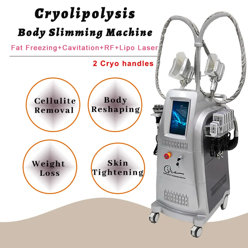 Lipo laser diodo perda de peso gordura de gordura crioterapia máquina de emagrecimento vertical 2 cryo heads corpo moldando equipamentos multifuncionais