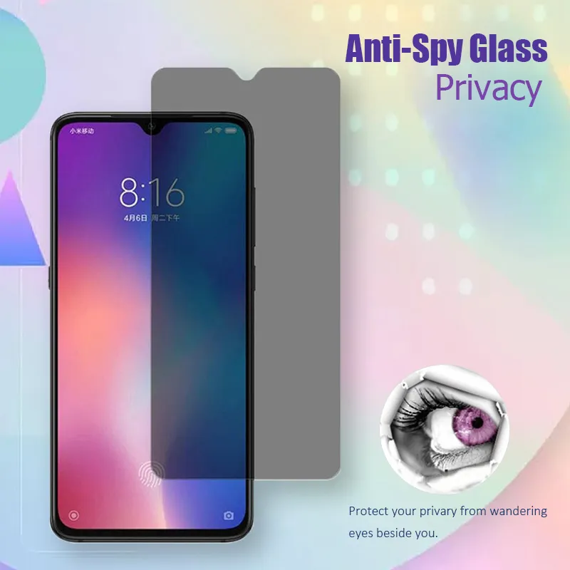 Vidrio templado de privacidad para Xiaomi Mi CC9 Protector de pantalla antiespía para Xiaomi Mi Play Glass