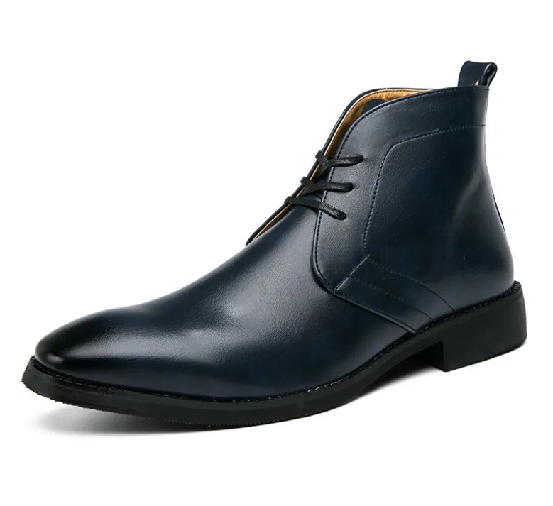 Män Svart Läder Luxurys Sko Vinter Boot Formell Botas Moto Hombre Erkek Designer Klänning Skor Bota Masculina Zapatos