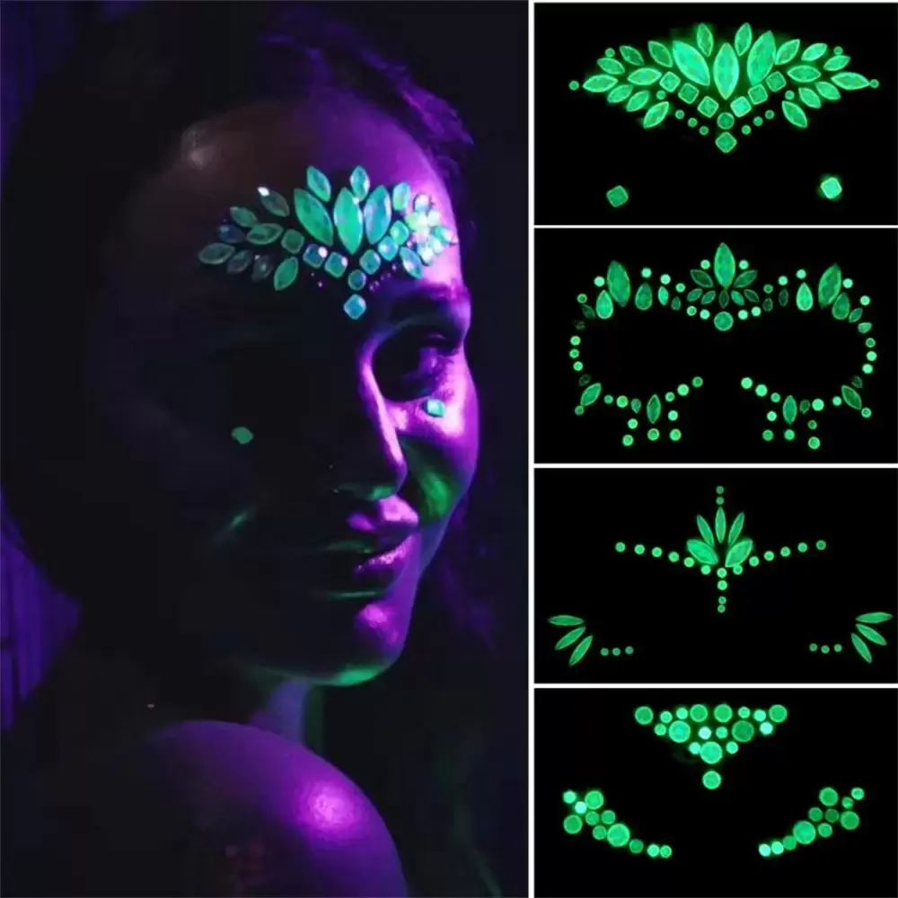 Home Party Noctilucent Face Gems Body Stickers Mermaid Rhinestones Jewels  Crystals Tattoo Sticker Clubwear Party Rave Festival Body Candy Jewelry For  Women And Girls From Dianz, $1.02