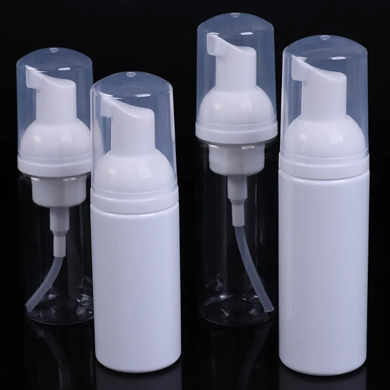 30ml 50ml 60 ml Botella dispensadora de jabón de plástico Bomba de espuma blanca transparente Mousses Desinfectante de manos portátil Botellas de espuma líquida Uso de viaje Recargable instantáneo