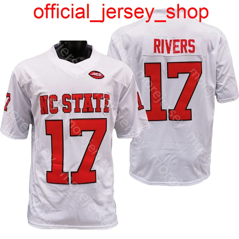 NCAA College NC State North Carolina Wolfpack Football Jersey Philip Rivers White Red Black Storlek S-3XL All Stitched Broderi