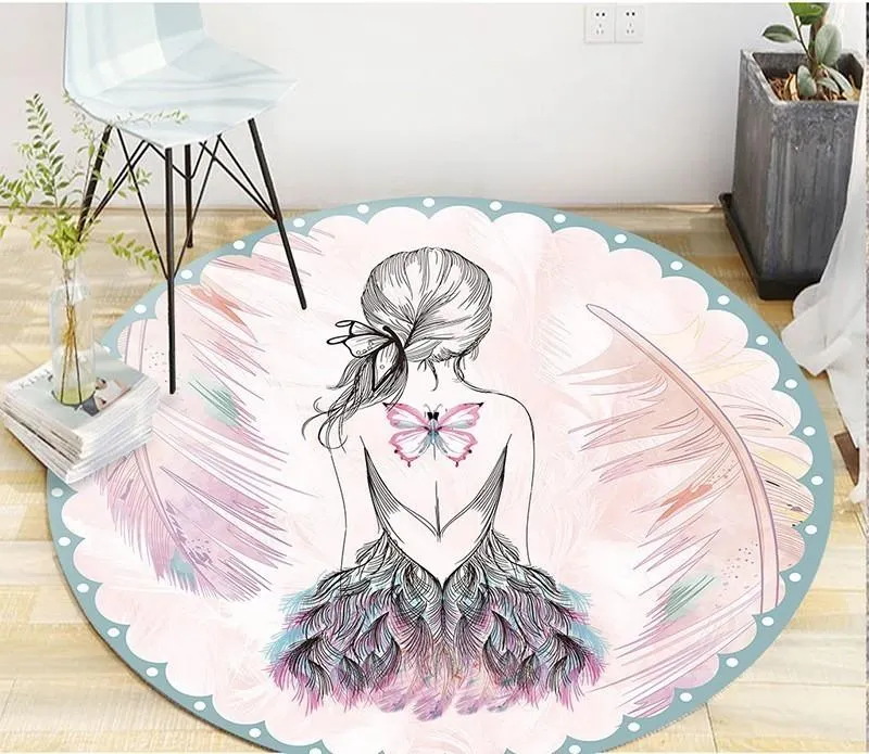 Dywany Kreatywne animacja kreskówka Kittak Elk Dzieci bez poślizgu okrągłe dywaniczne dywan podłogowy sypialnia salon dekoracja domowa