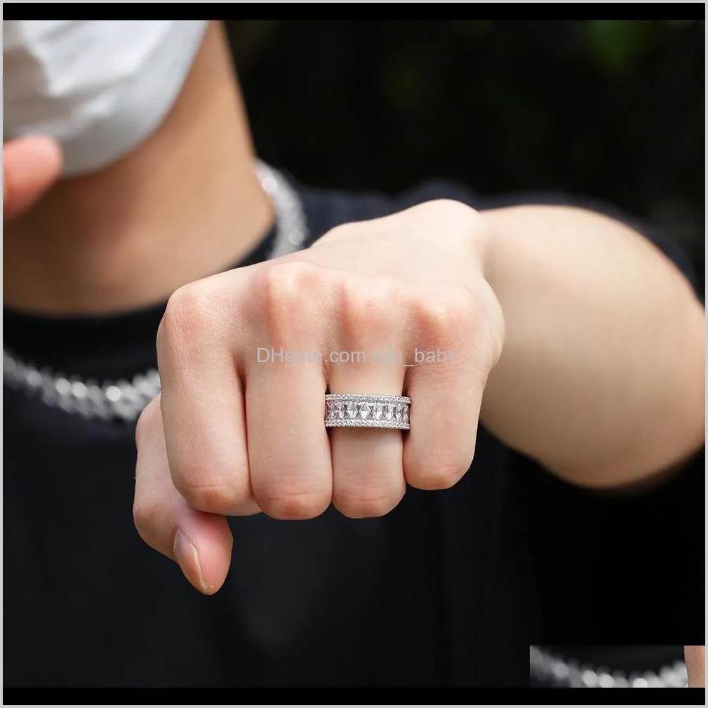 new fashion mens gold rings hip hop ring jewelry high quality gold silver iced out wedding ring