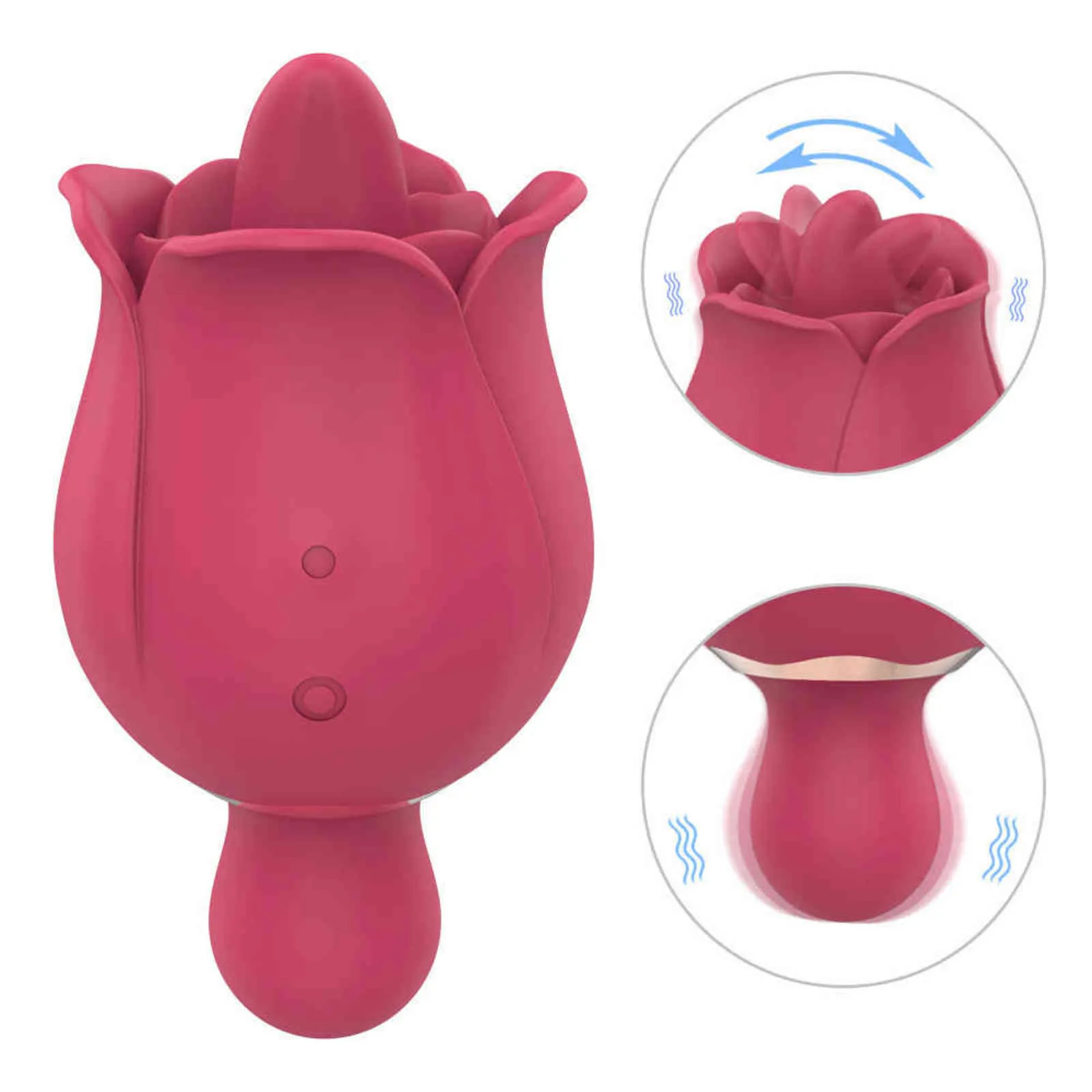 NXY Pump Toys Vibratore a forma di rosa per donne, lecca-lingua clitorideo, mini piccolo, con 7 modalità, 9 potenti vibrazioni orali_voghion.com