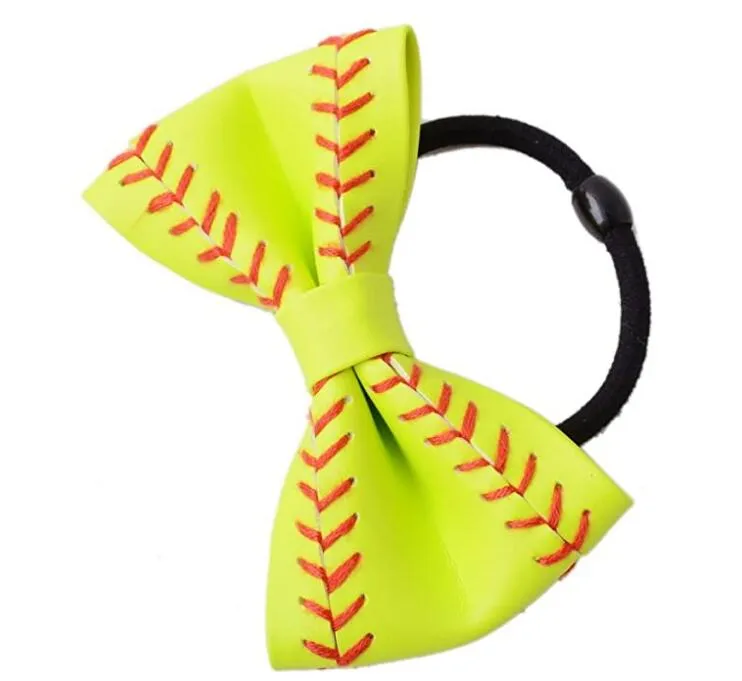 Accessoires de sport en titane 100pcs queue de cheval softball Cuir de baseball Accessoire pour cheveux Filles Cheveux Cravates Parfait pour les joueurs de softball Équipes de baseball