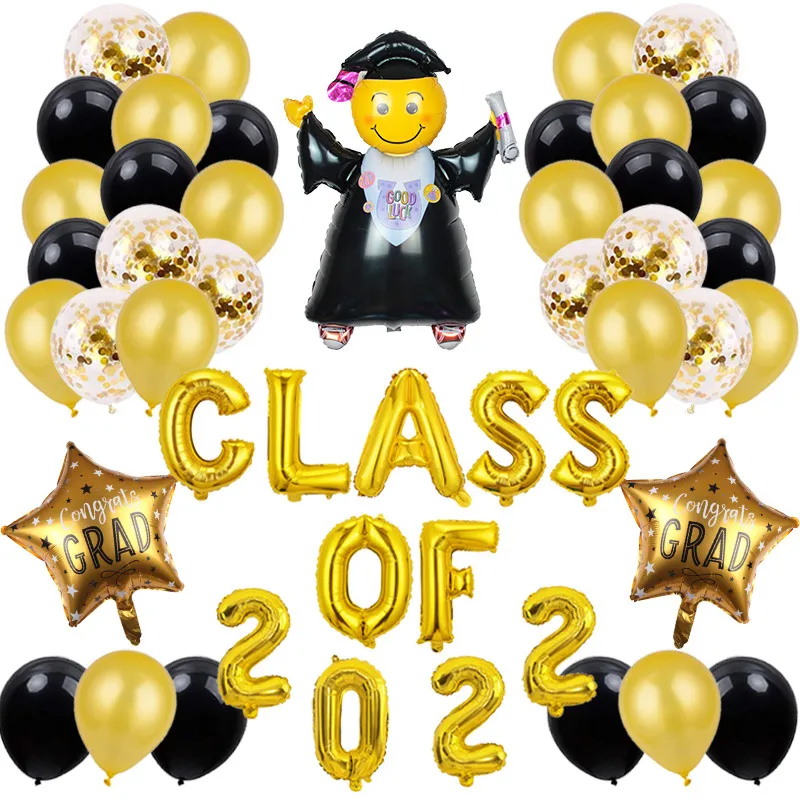 2022 Graduation säsong fest ceremoni atmosfär arrangemang ballong uppsättning klassrumscenen dekoration aluminium film ballong