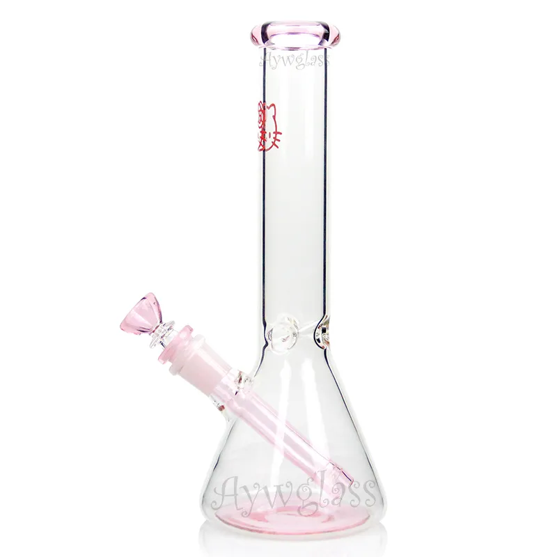 Pink Kitty Bong Narghilè in vetro che fuma KT beaker base tubo tubo dell'acqua lookah dab rig shisha carino Bons per ragazze