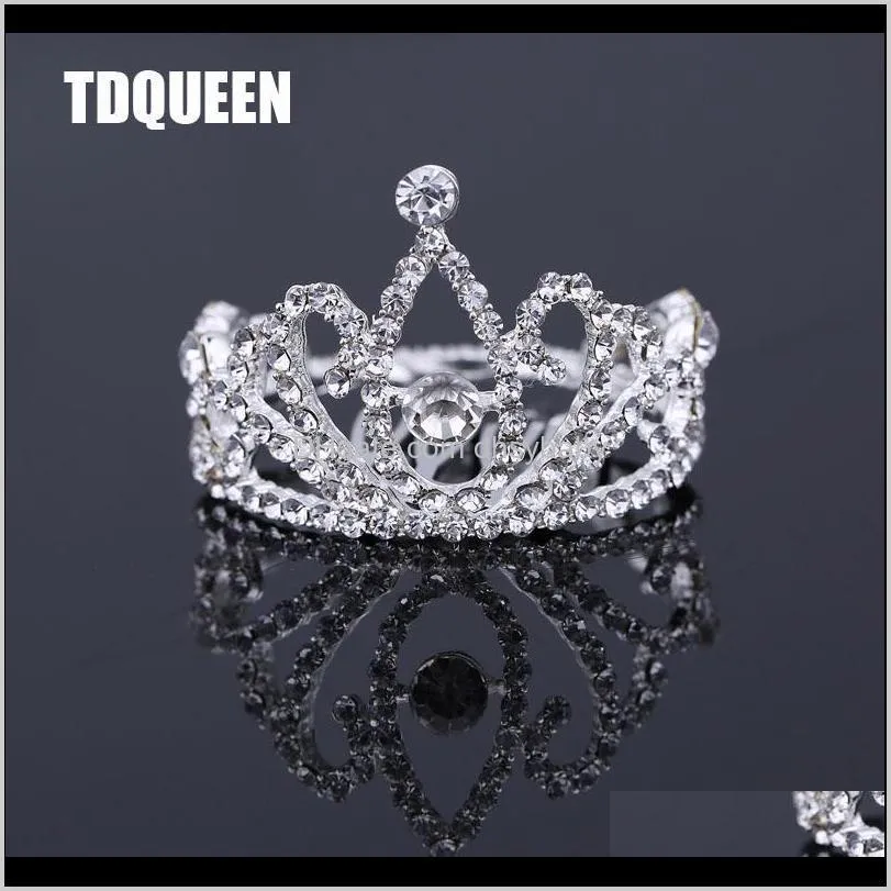 crystal rhinestone hair jewelry mini round circle hair comb tiara pageant prom kid girl metal hair comb head tiara