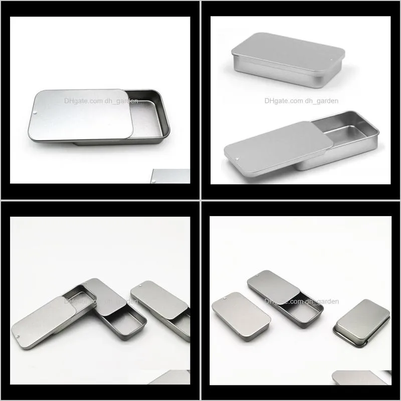 silver sliding tin box mint packing box food container boxes small metal case size 80x50x15mm sn2423