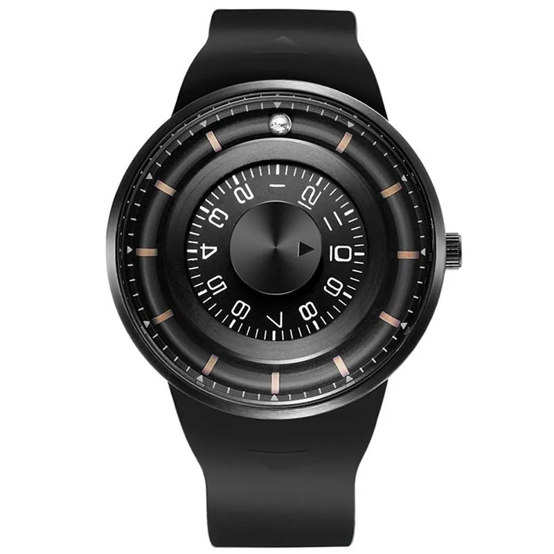Creative Quartz Watch Men Magnetic Ball NO Pointer Metal Multinational Men's Concept Rubber Sports Male Silicone Strap Wristwatches