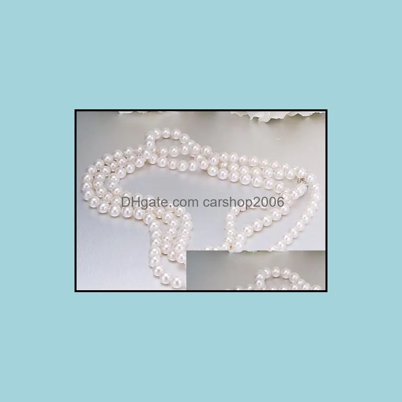 Wholesale classic 9-10mm natural south seas white pearl necklace 38 inch 14k gold clasp