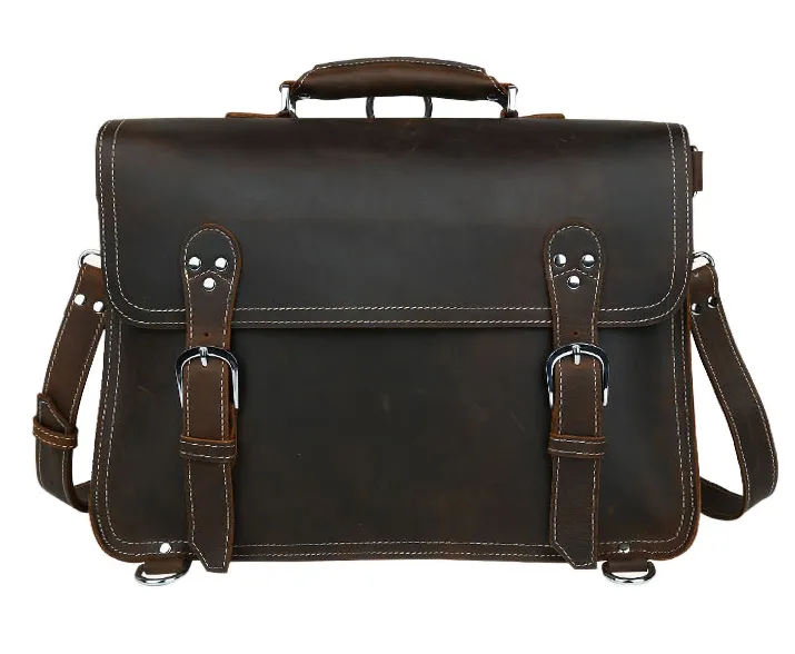 Vintage Crazy Horse Echtleder Aktentasche Herren Businesstasche Leder 15,4" Zoll Laptoptasche Herren Business Aktentasche Umhängetasche