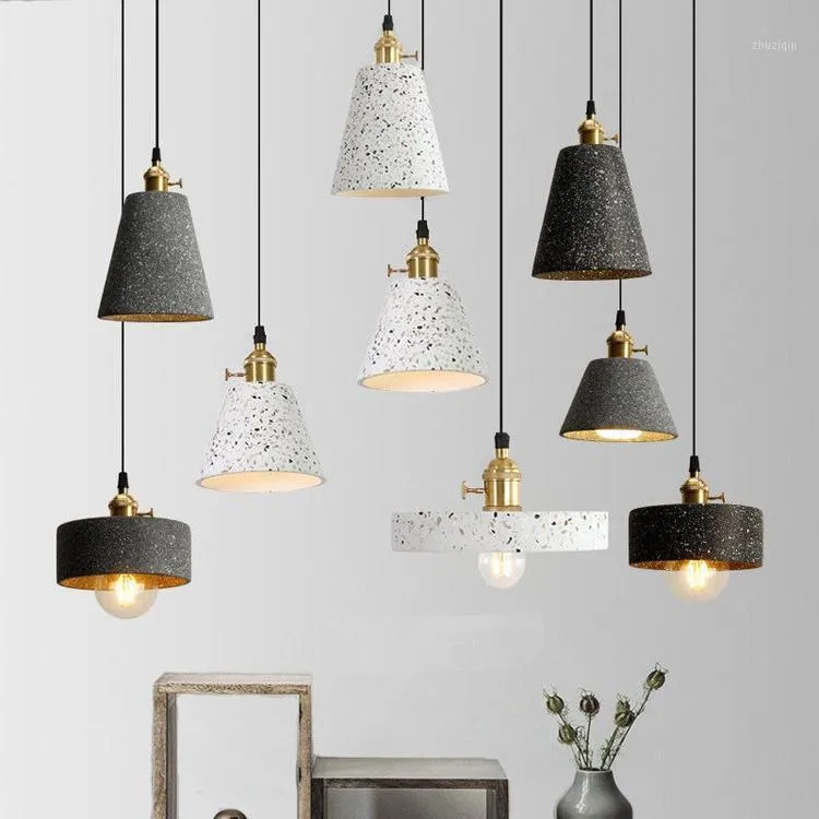 Lâmpadas pendentes lâmpada de cimento nórdico restaurante criativo café quarto preto / branco cor luzes modernas para lustre vivo