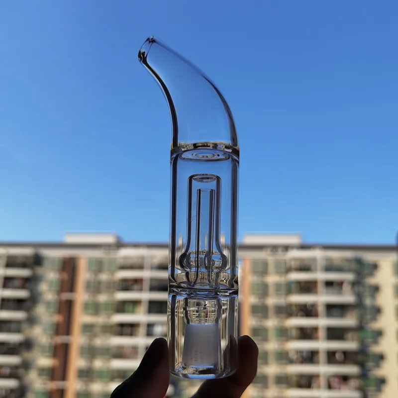 Dropshipping 14mm Glass Bong With Curved Mouthpiece And Bubbler Hookah