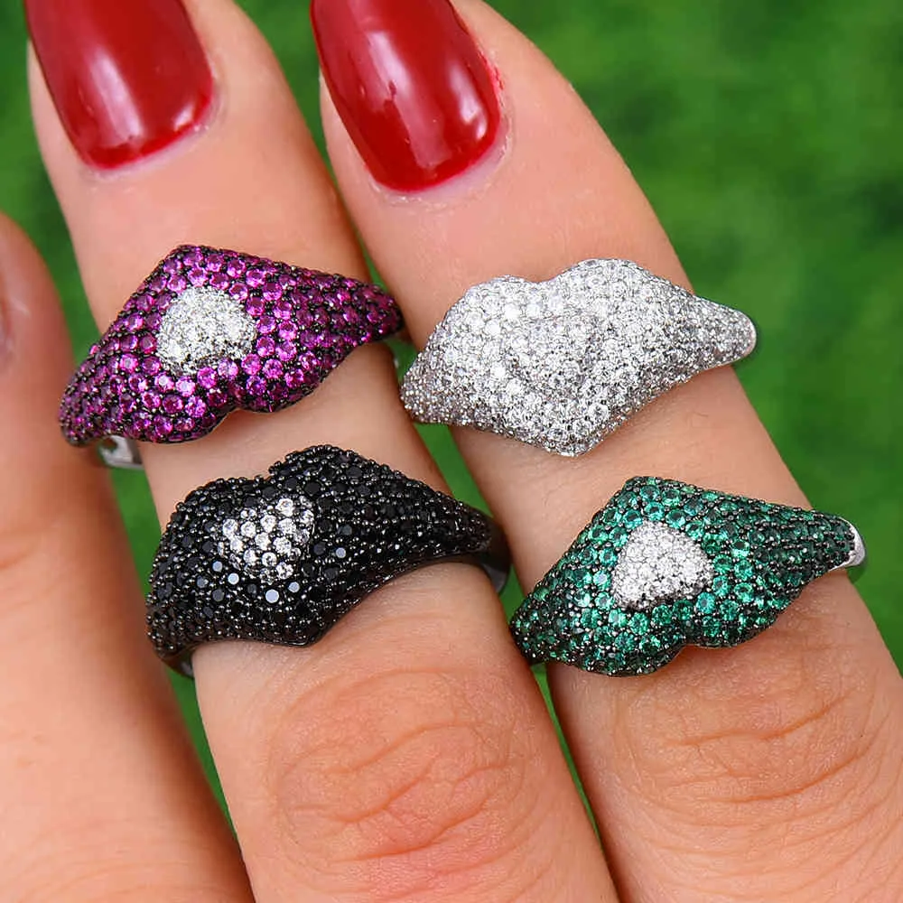 Godki Storlek4 - Storlek9 Trendigt hjärta Cubic Zircon Staplable Chic för Kvinnor Bröllop Dubai Bridal Statement Finger Ring