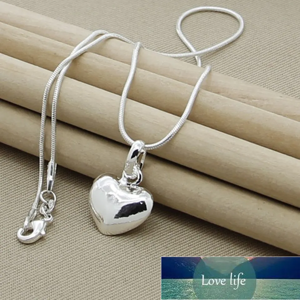 925 Sterling Silver Solid Small Heart Pendant Necklace Snake Chain For Women Wedding Charm Fashion Jewelry Gifts Factory price expert design Quality Latest Style