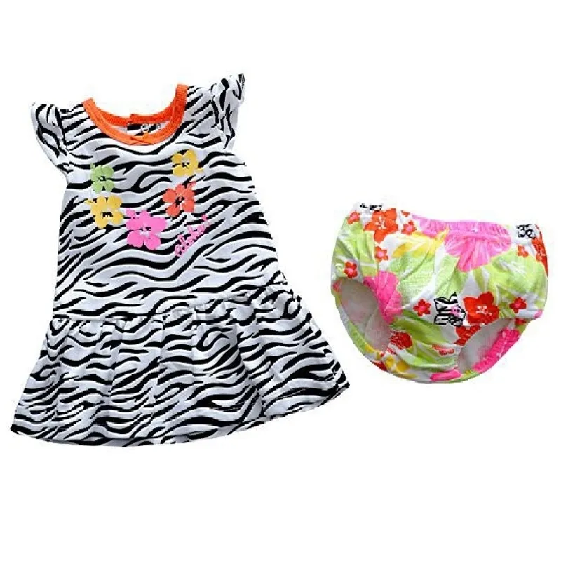 Zebra meninas meninas vestidos recém-nascidos roupas conjuntos de manga vestido bebê menina roupa bebe underpant 210413