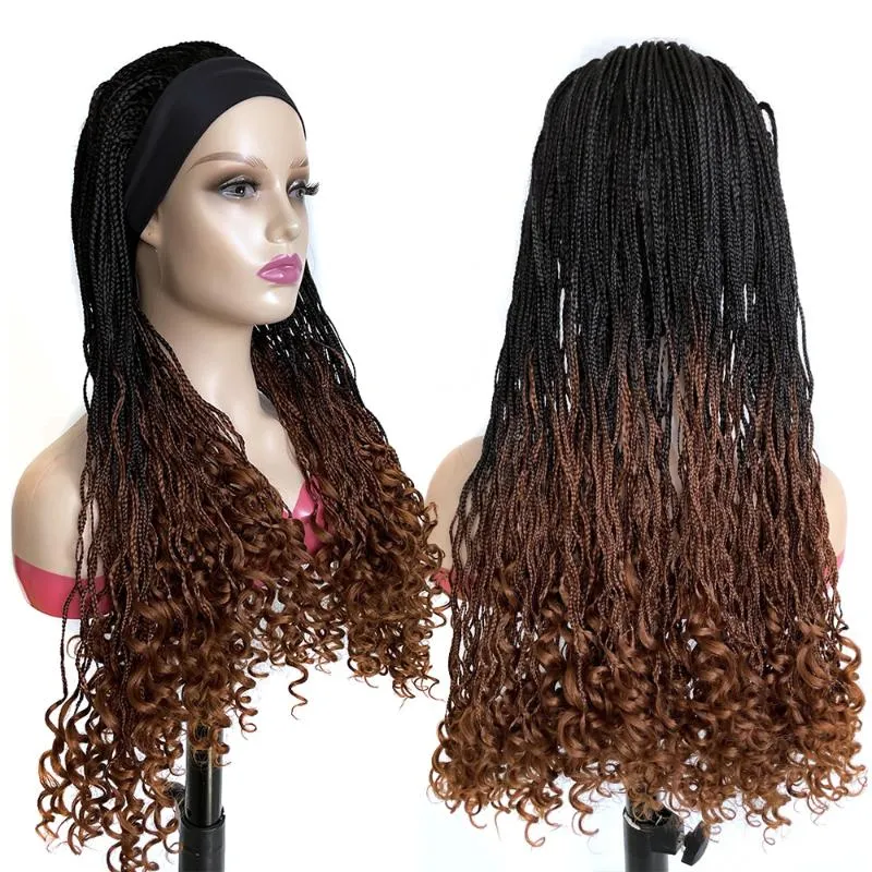 Syntetiska peruker ombre brun lång svart pannband dreadlock peruk mjuk faux locs flätning virkning twist hår för kvinnor/män