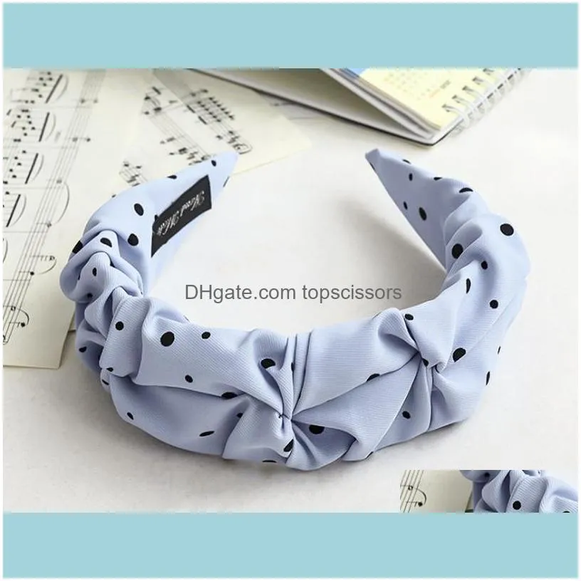 Smaller Dots Print Head Band Wide For Women Hair Accessories Solid Pleated Fabric Hairband Ladies Headdress Adults Headband1