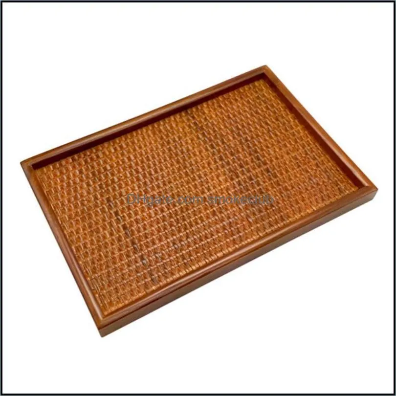 Decorative Flowers & Wreaths 1Pc Handicraft Rattan Woven Plate Simple Home Tea Tray SPA Salon Brown