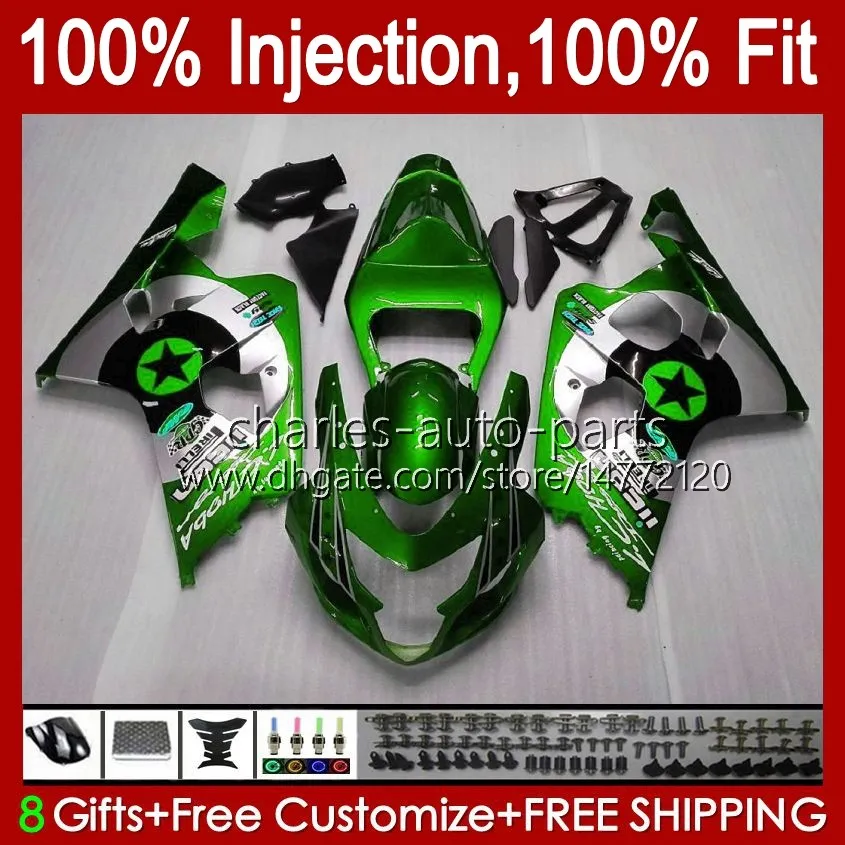 Corps de moulage par injection pour SUZUKI GSXR 750CC 600CC 750 600 CC 2004-2005 43No.43 GSXR-750 GSXR600 GSXR750 K4 2004 2005 GSXR-600 GSX-R750 04 05 Kit de carénage OEM vert argenté