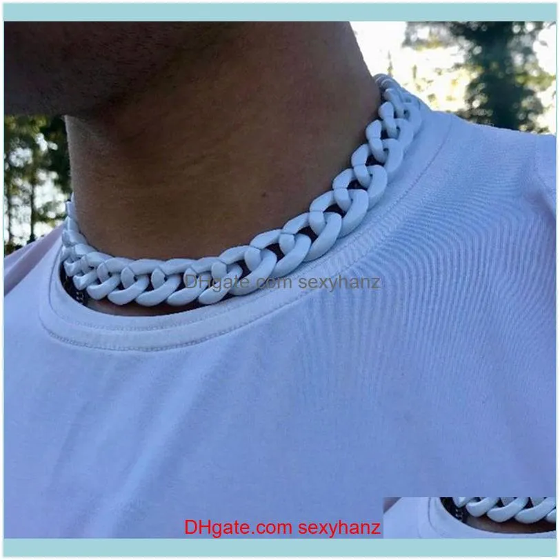 Thick Necklace Chain Choker Cuban Curb White Acrylic Mens Womans Jewellery Super Chokers