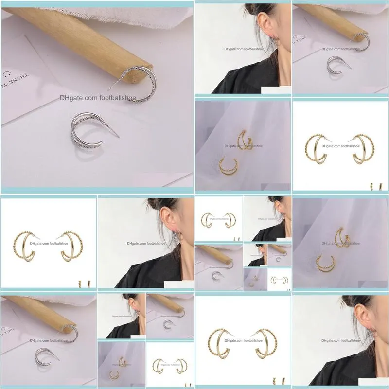 Circle S925 silver needle design sense C-shaped temperament simple super fairy girl Earrings C170